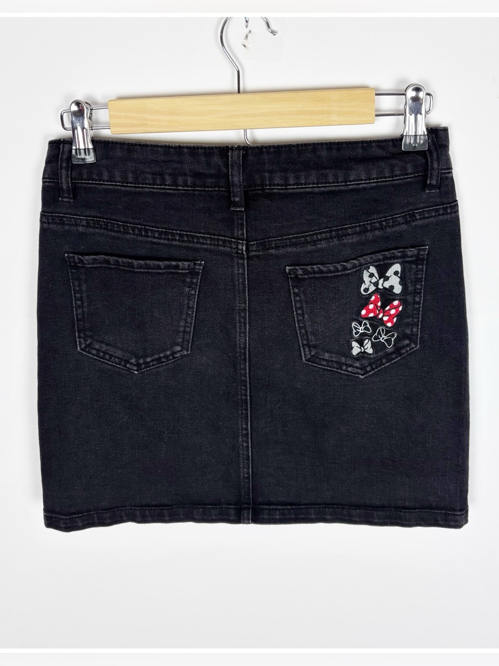 Disney Minnie Mouse Black Denim Button-Front Skirt Girls Size XL - Picture 2 of 6